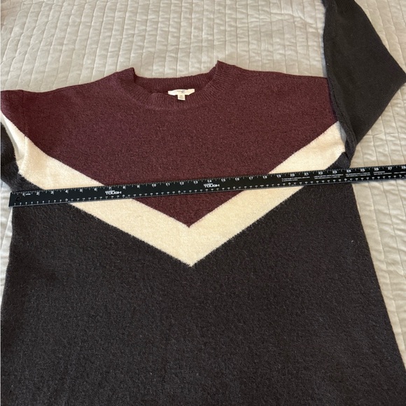 Plus Size 0X Chevron Color Block Sweater Dress Tunic 14W Cozy Knit Long Pullover - Picture 4 of 7